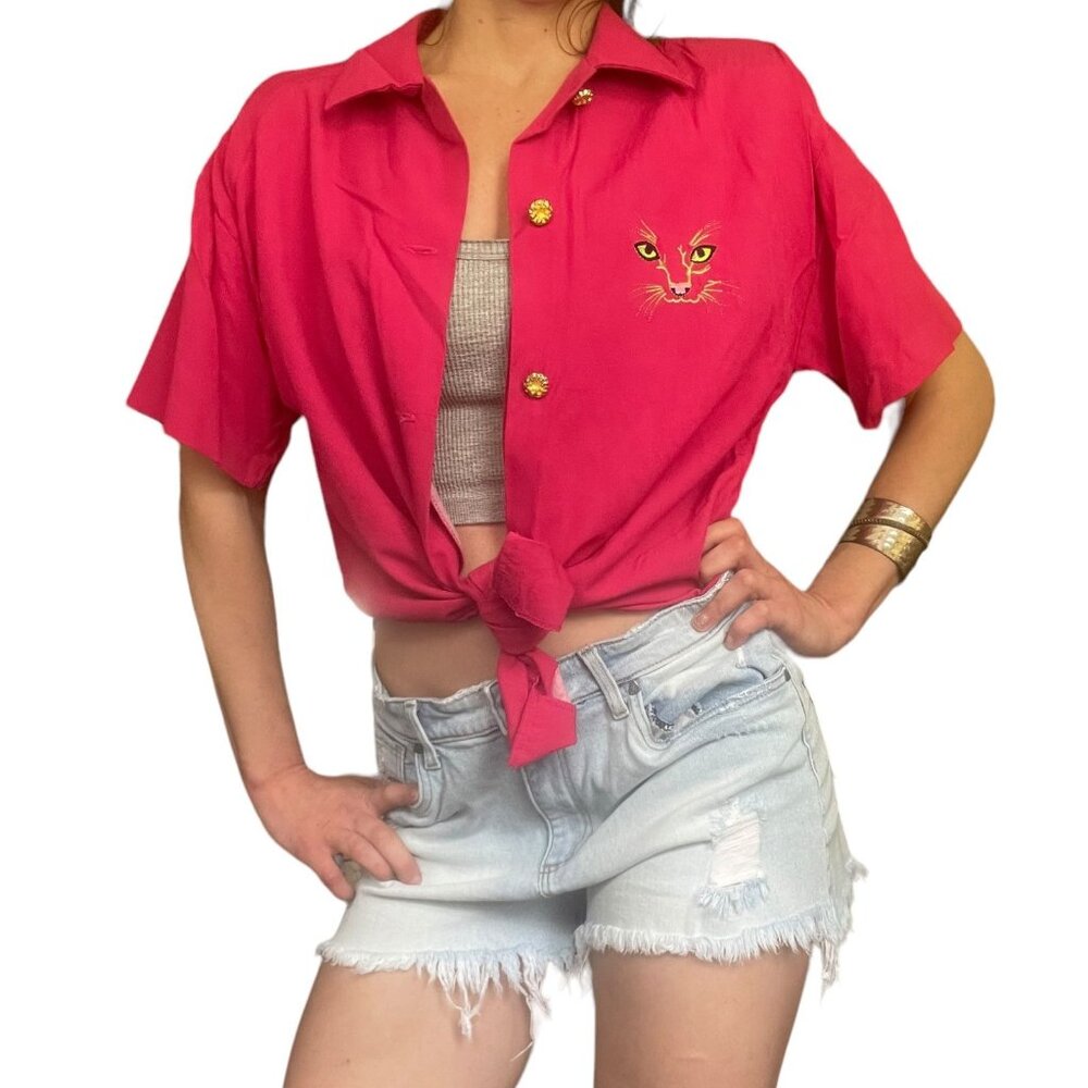 VTG Embroidered Cat Shirt